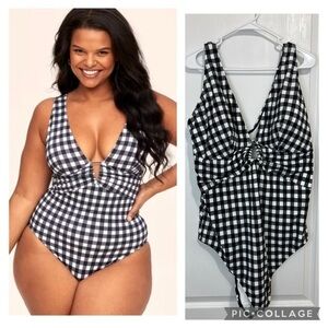 Adore me Andria Contour Checkered One Piece Swimsuit Plus size 4X